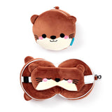 Relaxeazzz adoramals Henry der Otter runde Reisekissen-Schlafmaske