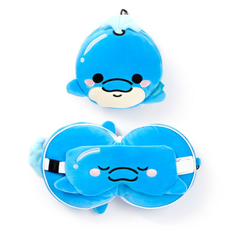 Relaxeazzz adoramals blu the Dolphin runde Reisekissen-Schlafmaske