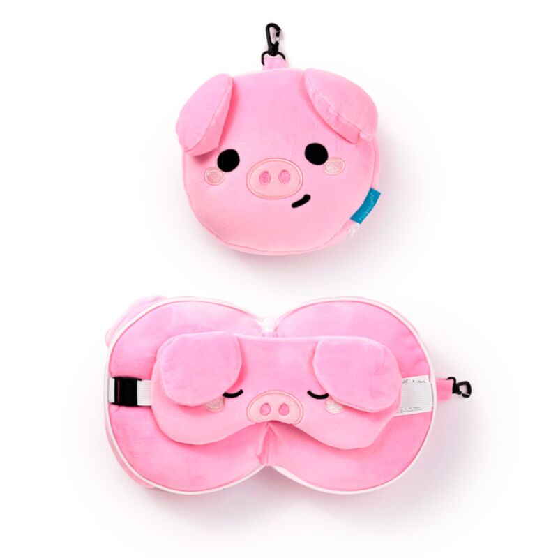 Relaxeazzz adoramals Oliver das Schwein runde Reisekissen-Schlafmaske