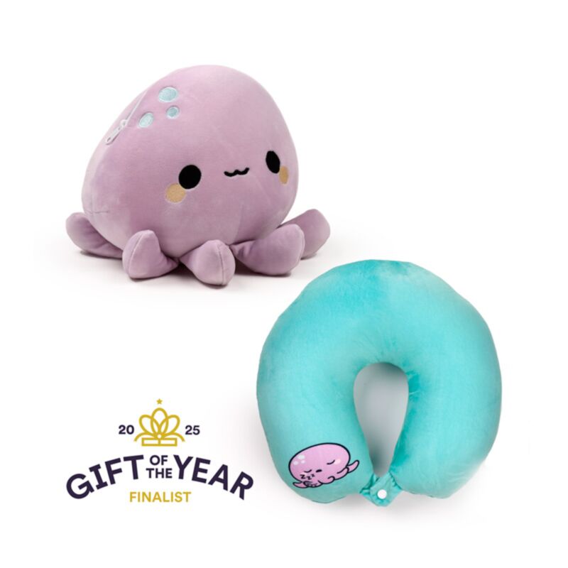 Swapseazzz Adoramals Octopus 2-in-1 Plüsch-Reisekissen