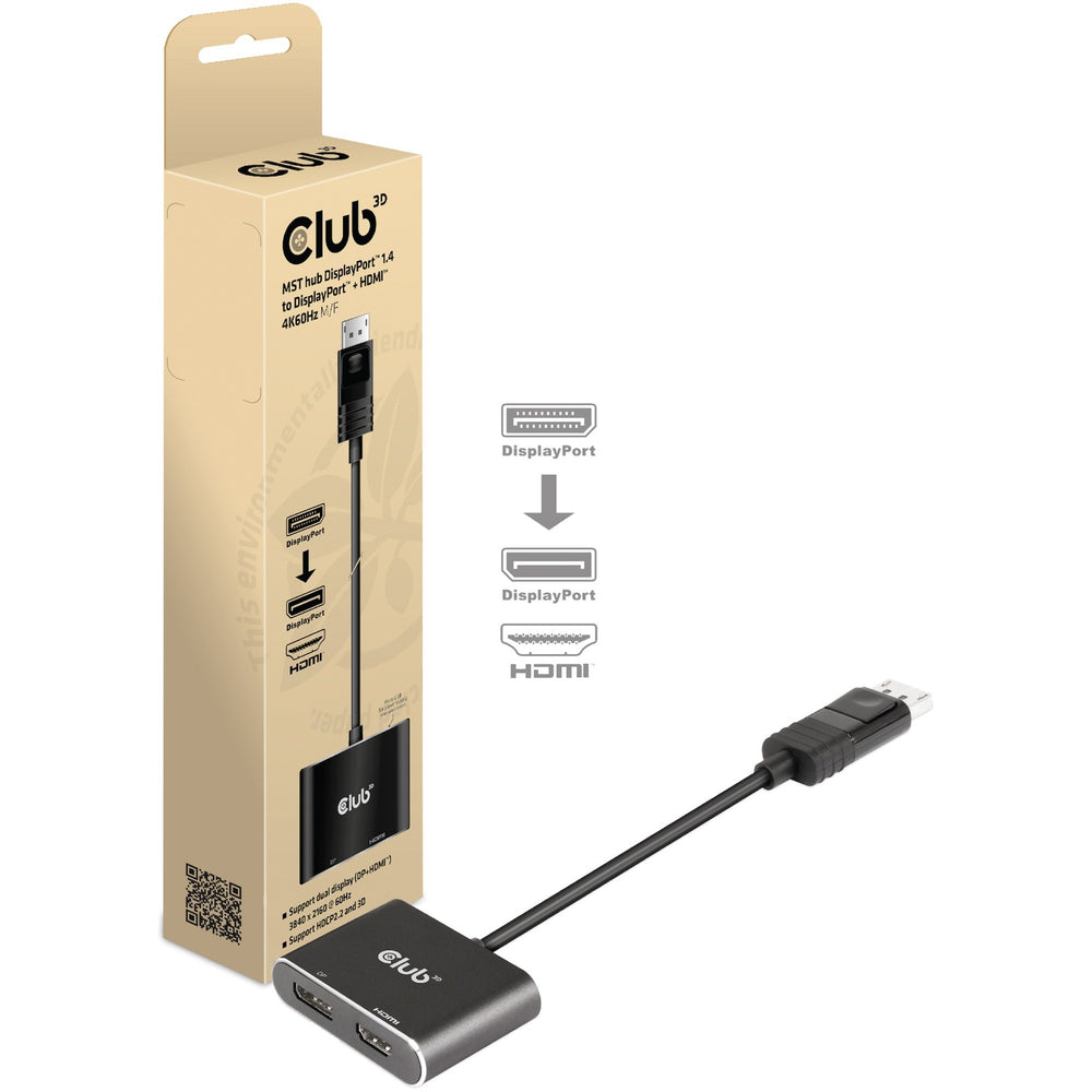 Club 3D MST Hub DisplayPort 1.4 zu DisplayPort + HDMI 4K60