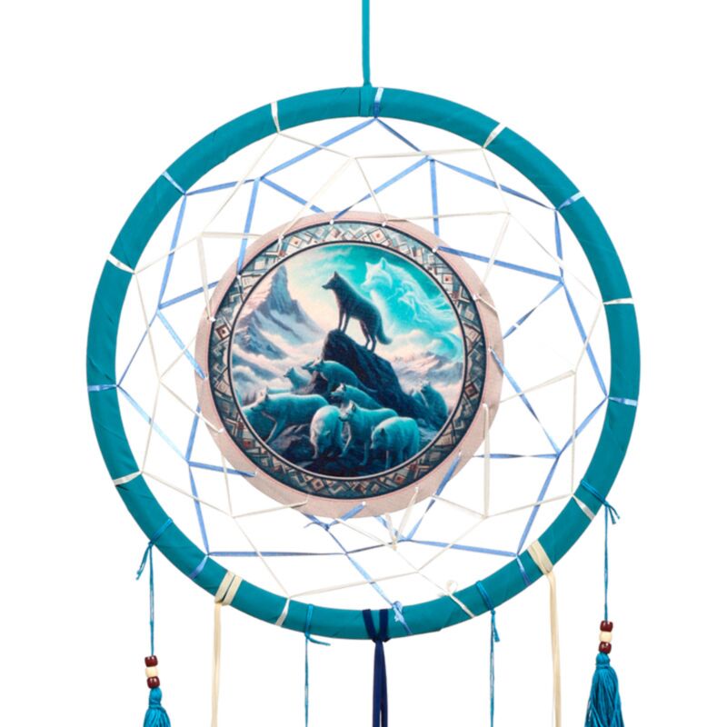 Traumfänger „Geist des Wolfsrudels“, 33 cm
