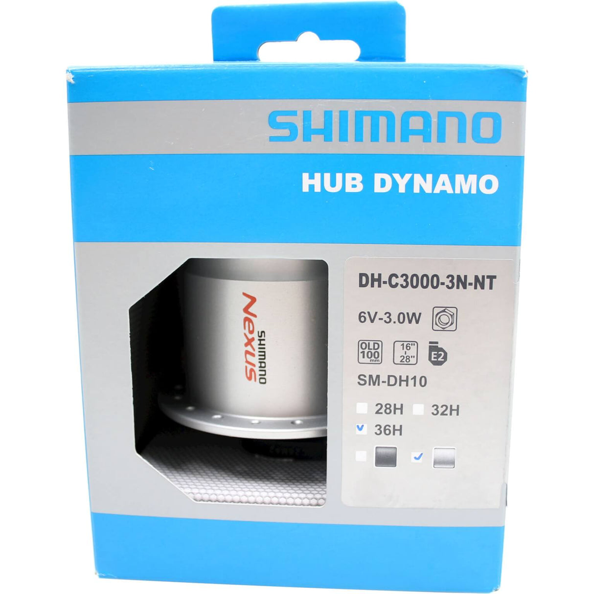 Shimano Dynamo NAF 100 36 Sølv DH-C3000 6V 3.0W NUT