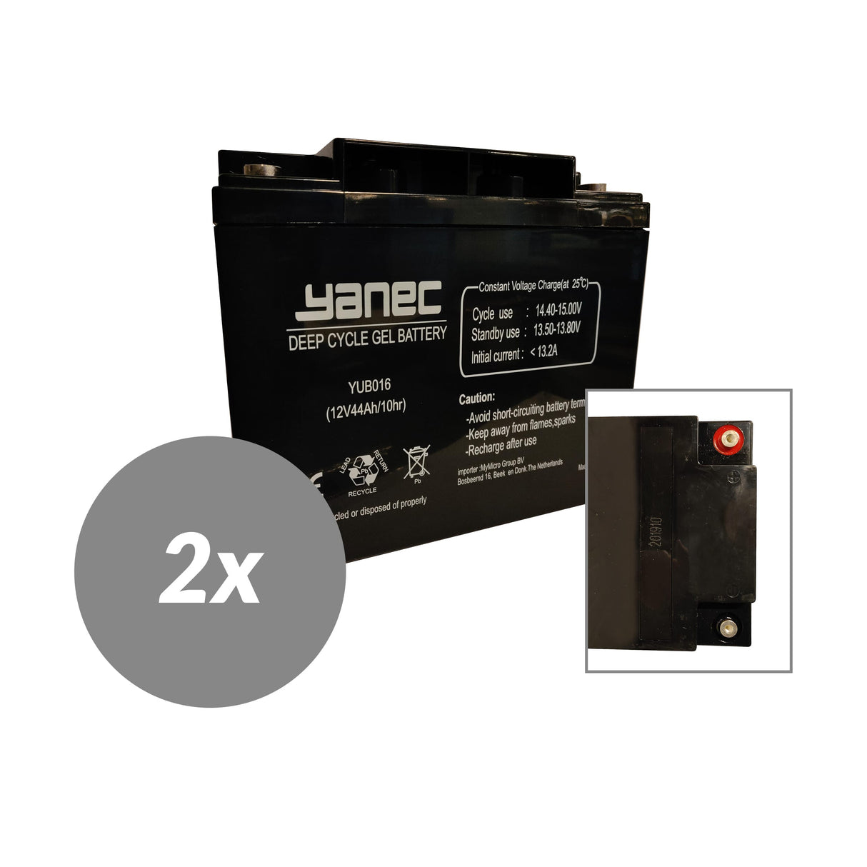 Yanec Gelbatterie 12V 44Ah Ersatzset (exkl. Kabel)