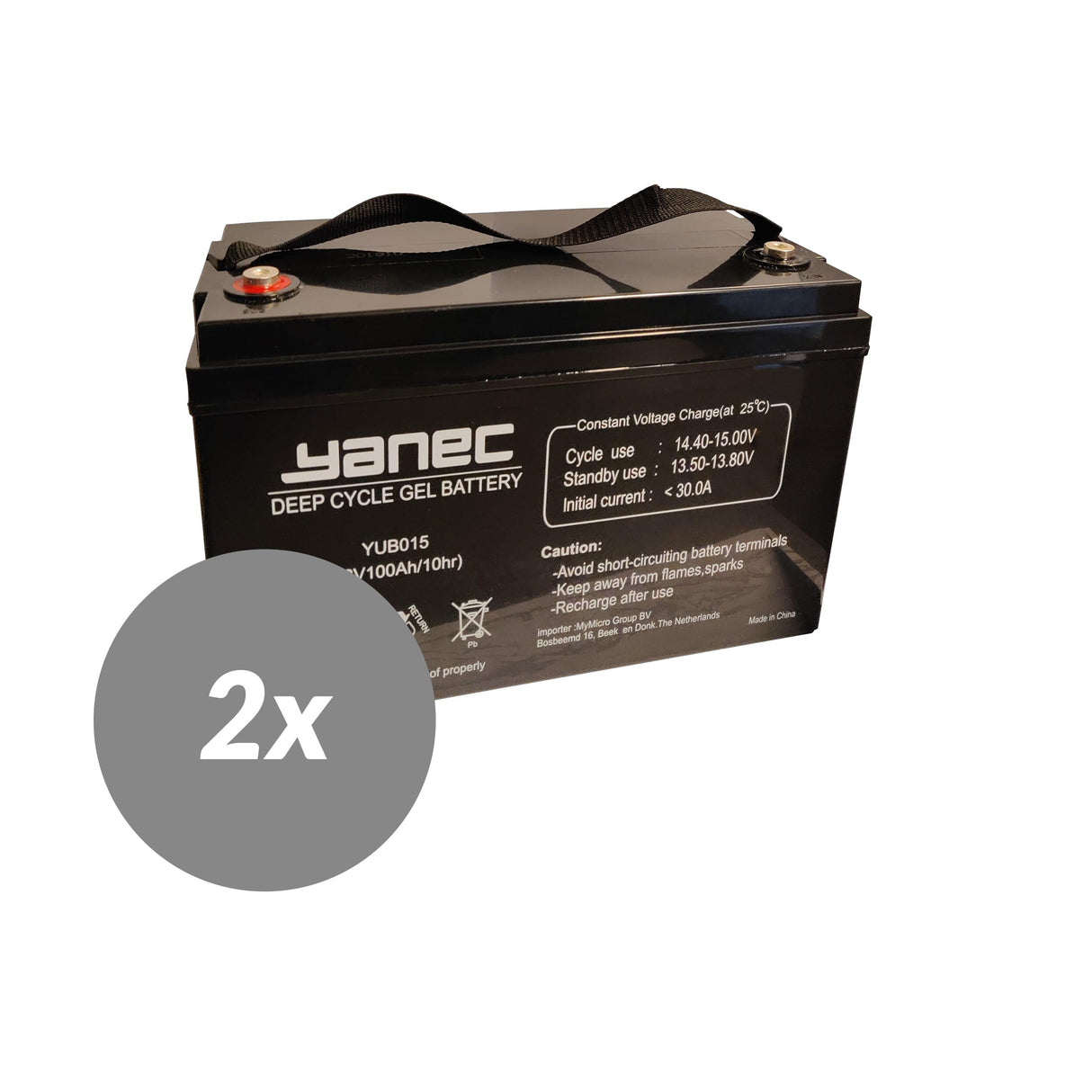 Yanec Gelbatterie 12V 100Ah Ersatzset (exkl. Kabel)