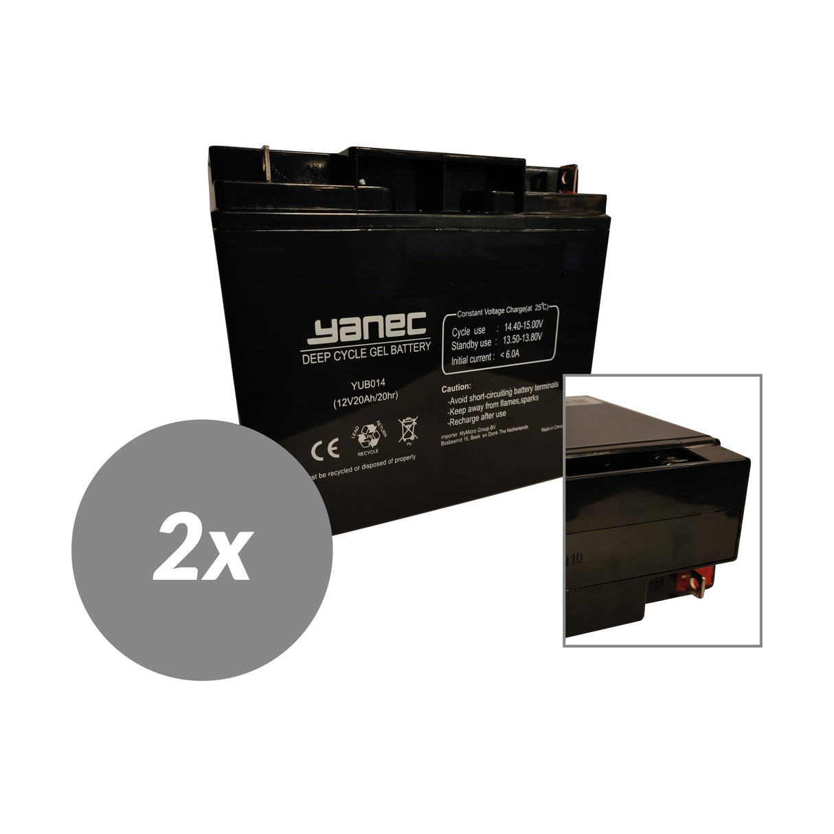 Yanec Gelbatterie 12V 20Ah Ersatzset (exkl. Kabel)