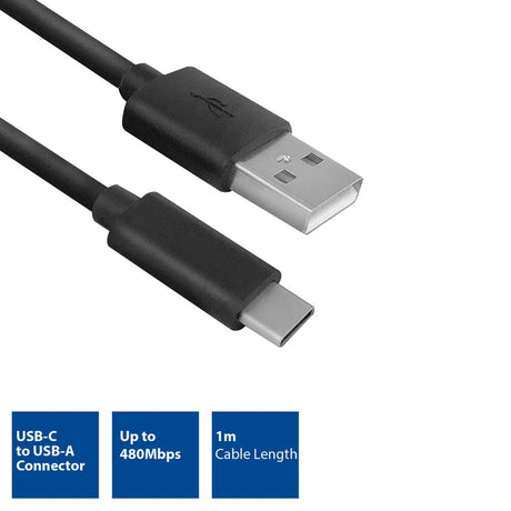 Act USB 2.0 Verbindungskabel C-Stecker - A-Stecker 1 Meter, Reißverschlusstasche