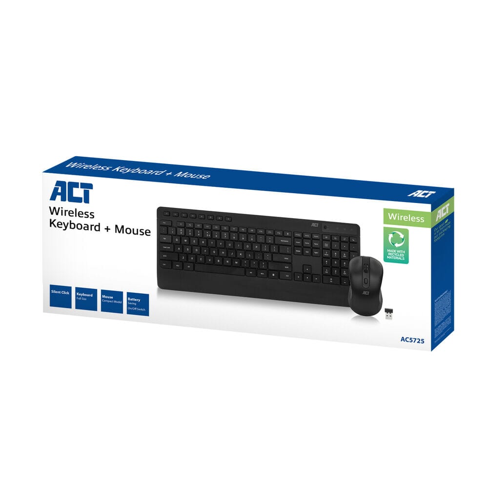 Act Tastatur und Maus AC5725 Wireless QWERTY Schwarz