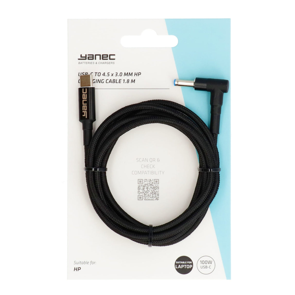 Yanec USB-C auf 4,5 x 3,0 mm HP Ladekabel 1,8 m