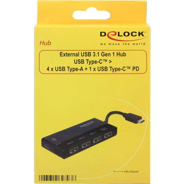 Delock External USB 3.1 Gen 1 USB-C> 4x USB-A + 1x USB-C