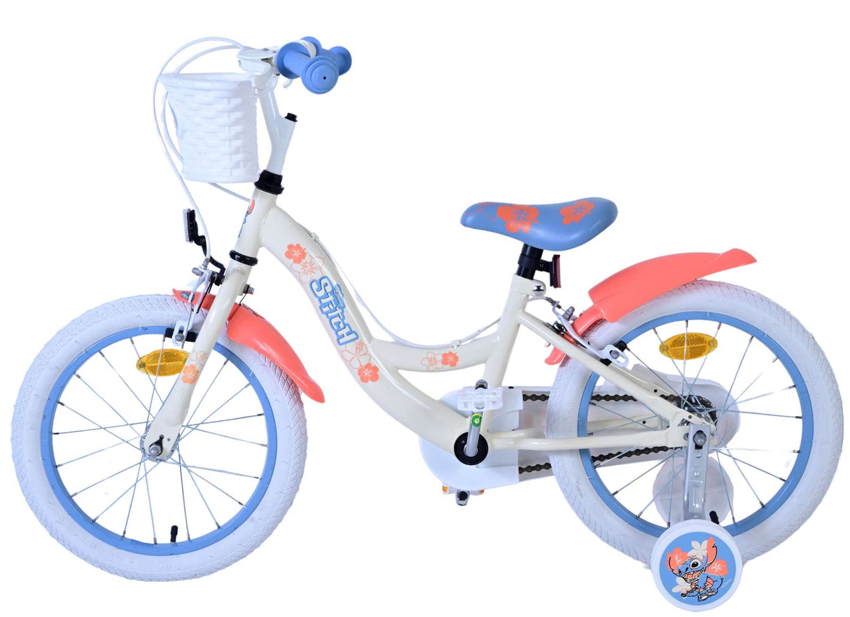 Stitch stitch children's bike girls 16 inch cream coral blue two hand brakes