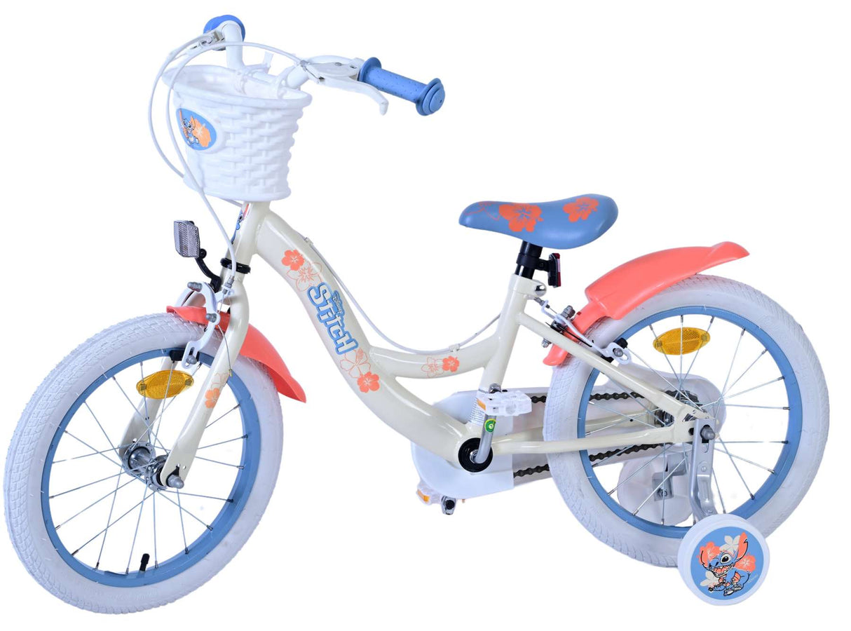 Stitch Stitch Children's Bike Girls 16 pouces Crème Coral Bleu à deux mains Freins