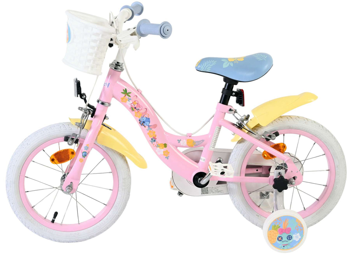Stich Disney Stitch Kinderfahrrad – Mädchen – 14 Zoll – Pink – zwei Handbremsen
