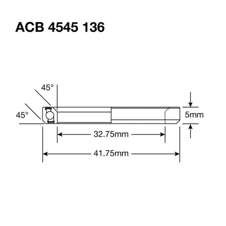 Enduro-Lager ACB 4545 136 SS – 440c rostfrei (Schrägkontakt) – 32,75 x 41,75 x 6 (45 x 45°)
