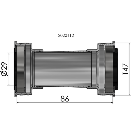 Plattenschaufel Elende Fadenanpassung T47 SRAM DUB INTERNEHMEN 86 MM