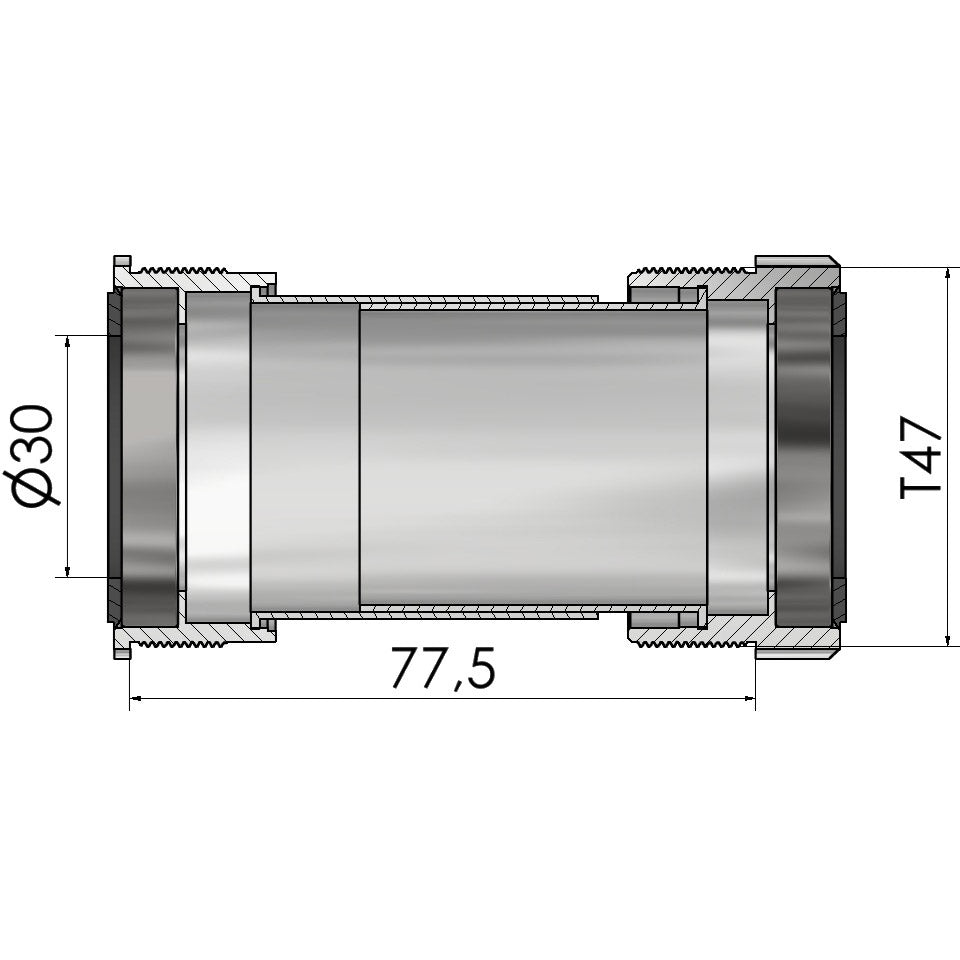 Elvedes Tretlagergewinde passend für T47a (Cervélo) für 30 mm