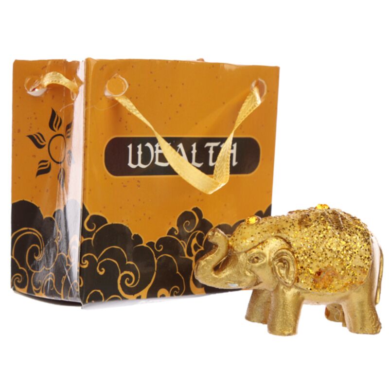 Mini-Glückselefant mit Metallic-Glitzer in einer Tasche