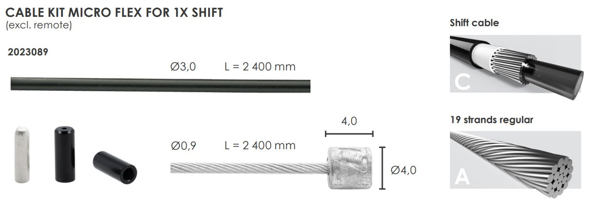 Elvedes Schakel Cable kit Micro Flex Ø3.2mm 2400mm 2500mm