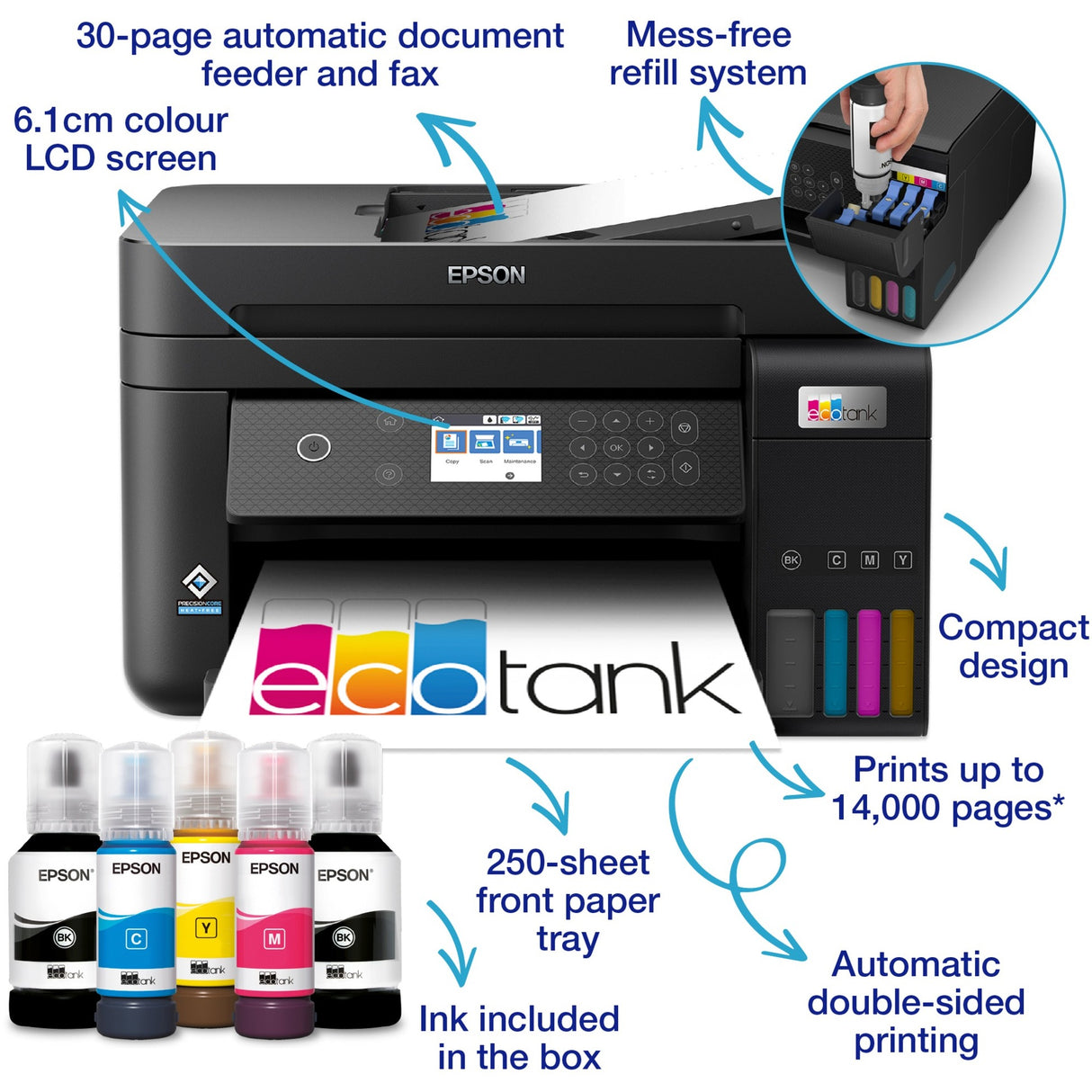 EPSON ECOTANK ET-3850 A4 Multifunktional Wi-Fi-Drucker