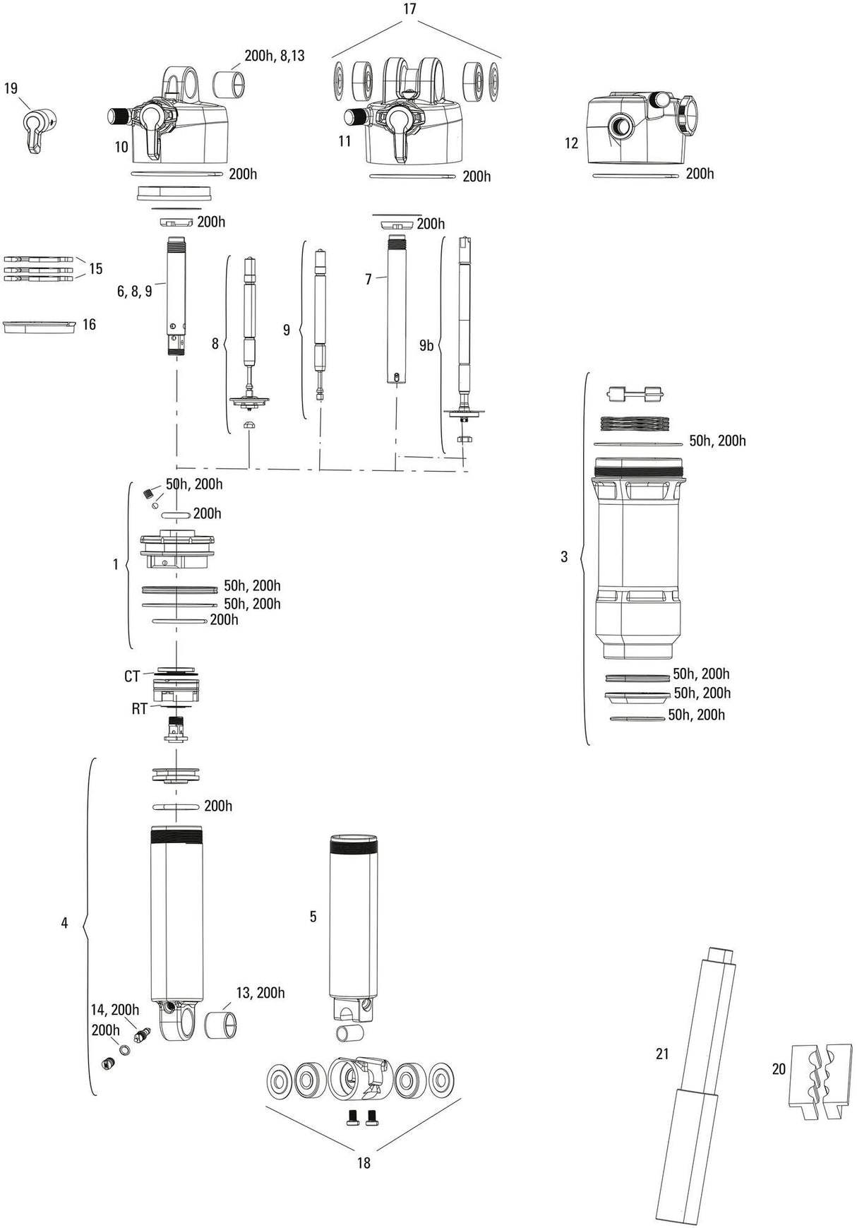 Rockshox Stoßdämpfer Deluxe Ultimate RCT Hinterradstoßdämpfer RS Del.ult.RCT 165 x 37,5 mm