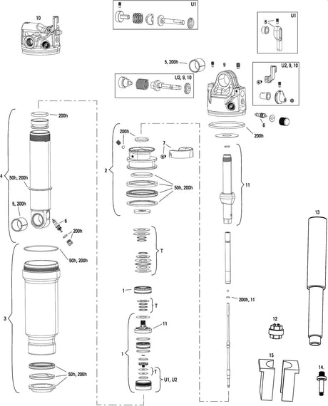 Rockshox Stoßdämpfer Sidluxe Ultimate 3P Hinterradstoßdämpfer RS Sidluxe Ult.3P 185 x 50 mm