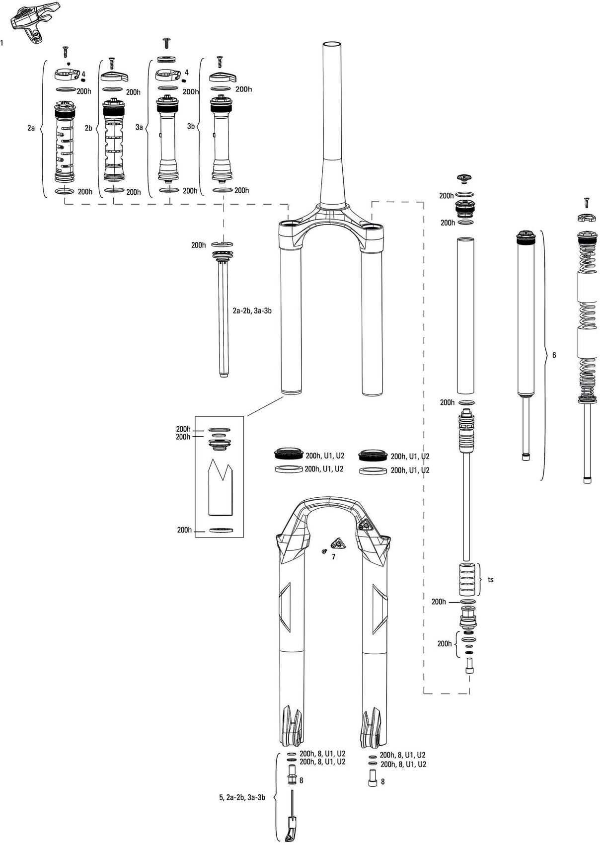 RockShox Federgabel Recon Silver RL 27,5 + 29 Boost RS Feder Recon S. 29 120 sa sb 51 aus schwarz