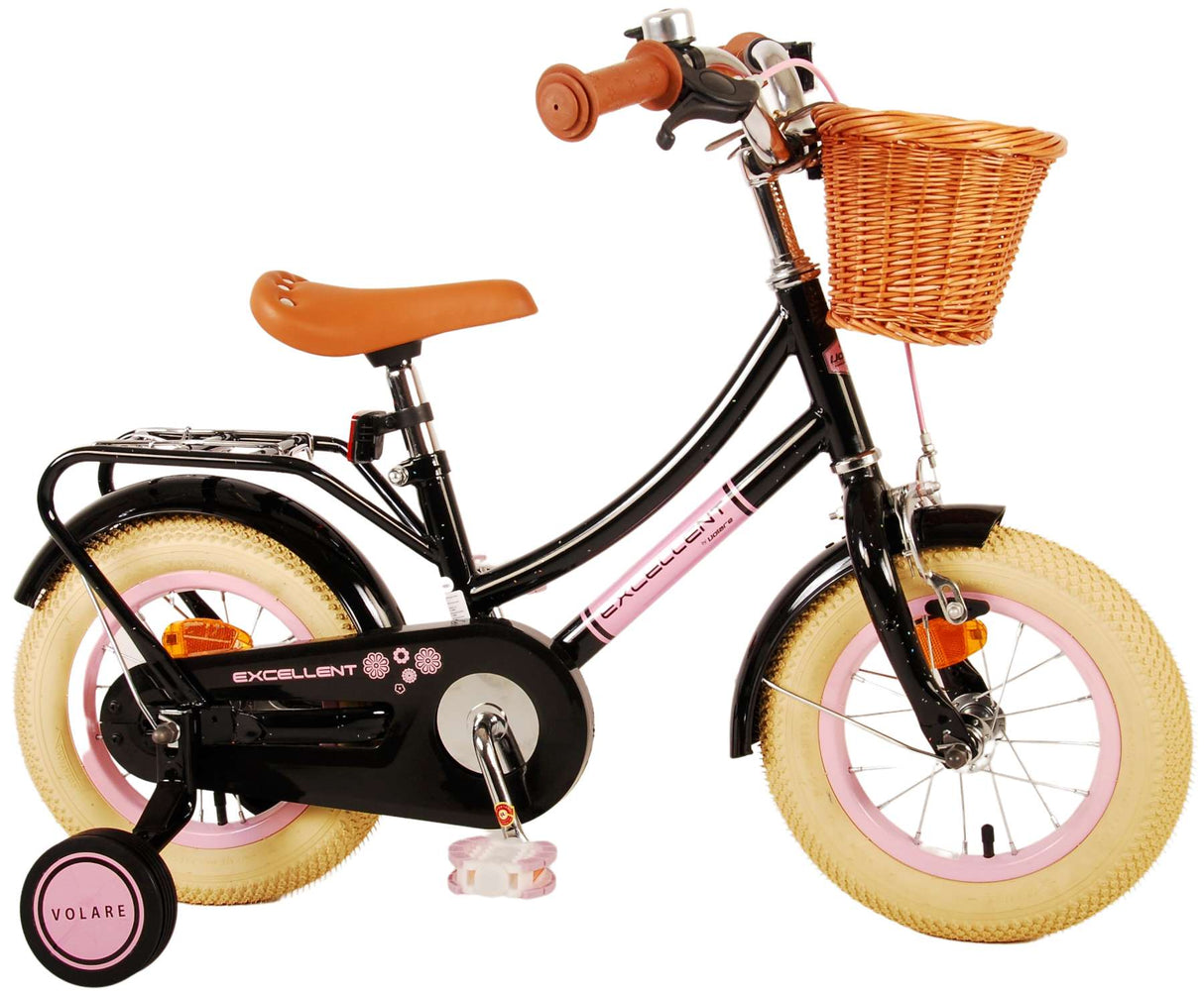 Volare Excellent Children's Bicycle - Girls - 12 Inch - Black