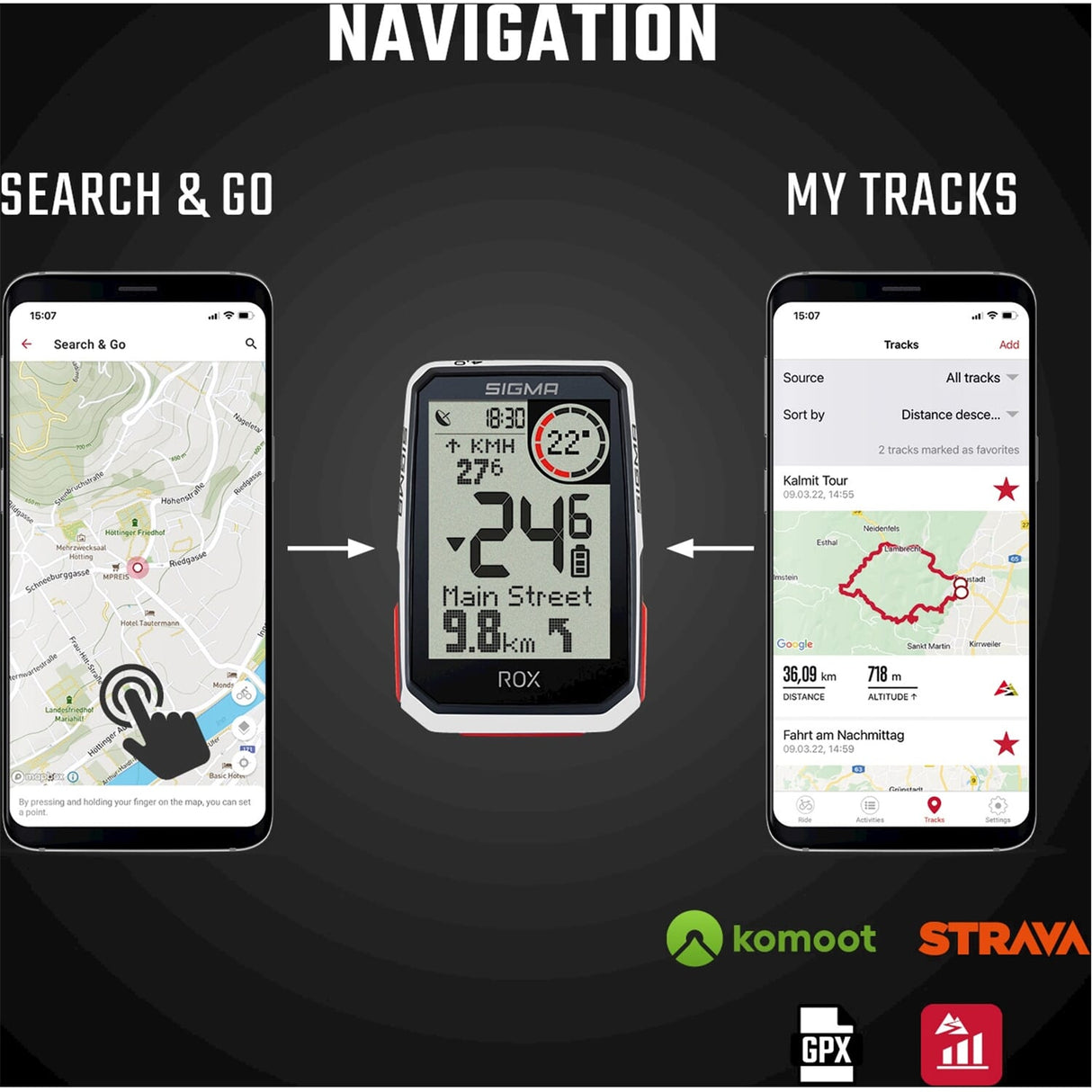 Sigma Rox 4.0 GPS SW White HR Styringsholder + Ant + Ble Brabstiev