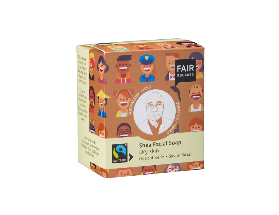 Faire quadratische Gesichtsseife – Shea – trockene Haut – 160 Gramm