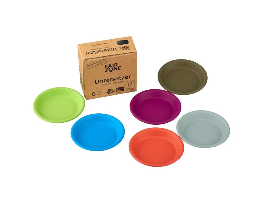 Fairzone Untersetzer für Blumentöpfe – farbiges Gummi – 6 Stück