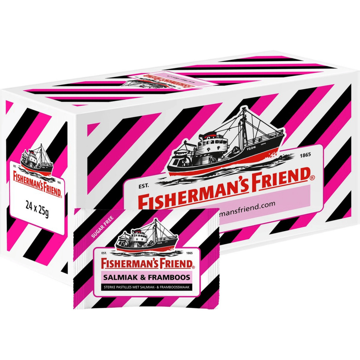 Fisherman's friend salmiak framboos suikervrij - 24 zakjes x 25 gram