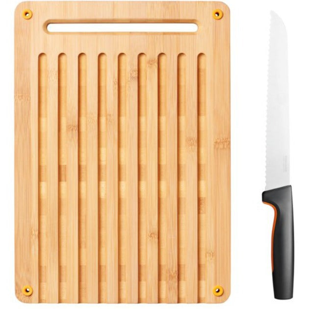 Fiskars Funktional Form Set Bambus Brot Schneidebrett und Messer