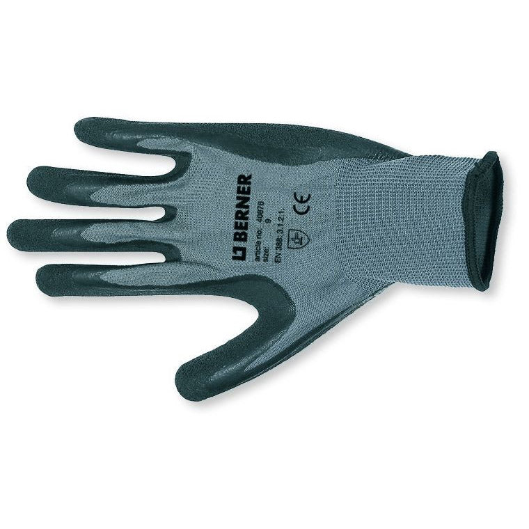 Bernese Work Glove B-Grip Latex Størrelse 8 Cat.2 Black-Gray