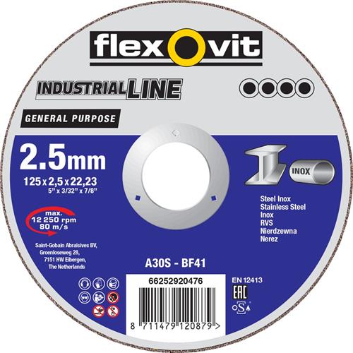 Flexovit dss industrial 125x2,5x22,23 a30s t41 pc edelstahl | 25 Stück