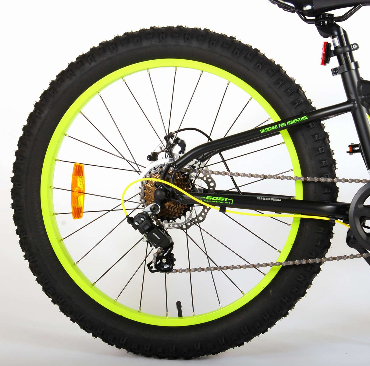 Volare Gradiente Bicicleta para niños - Niños - 24 pulgadas - Black Green Yellow - 7 Velocidad - Colección Prime