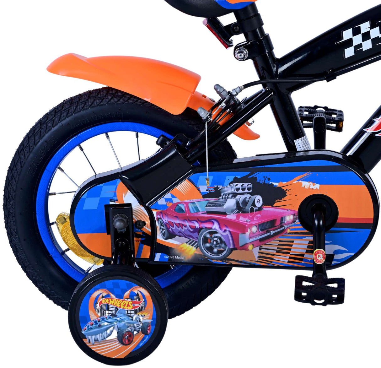 Heta Wheels Children's Bike Boys 12 tum Black Orange Blue Two Hand Brakes