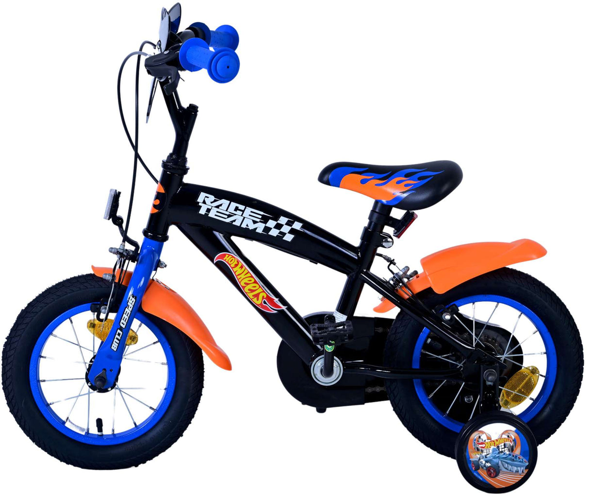 Heta Wheels Children's Bike Boys 12 tum Black Orange Blue Two Hand Brakes