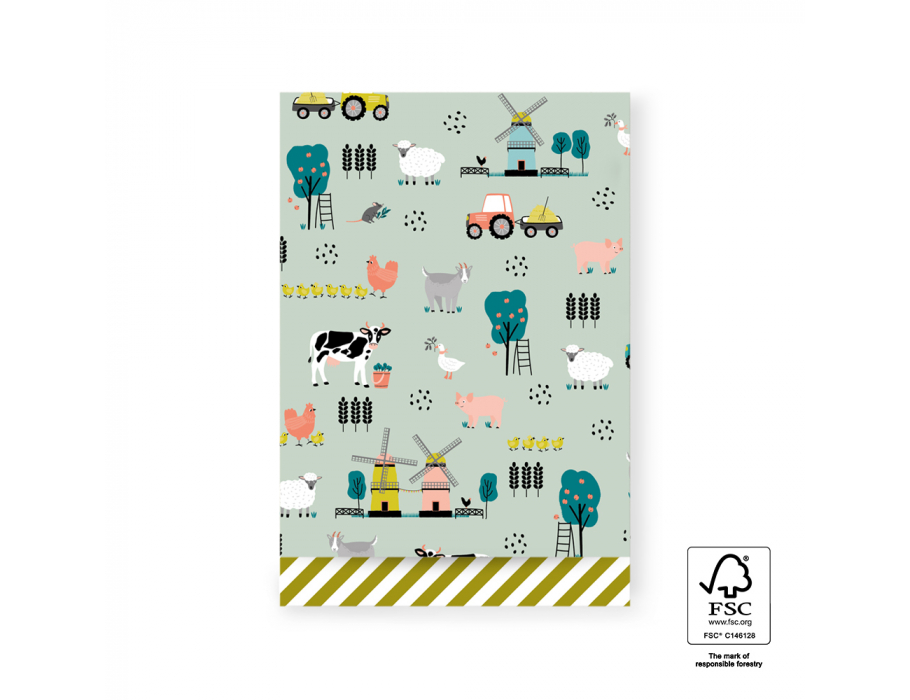 House of Products Geschenktüten – Bauernhof – grüne Streifen – 17 x 25 cm – 200 Stück