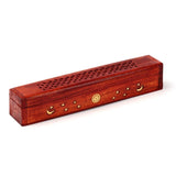 Räucherstäbchenhalter aus Mangoholz, Sonne, Mond und Sterne