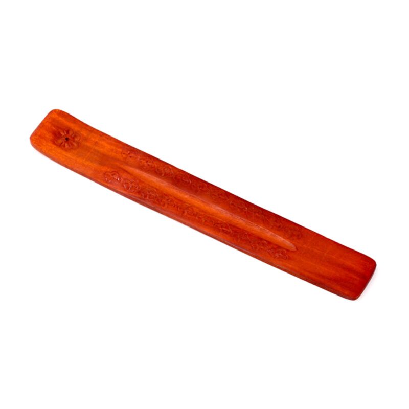 Blumengravur - Räucherstäbchenhalter aus Mangoholz für Stäbchen
