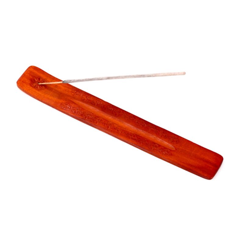 Blumengravur - Räucherstäbchenhalter aus Mangoholz für Stäbchen