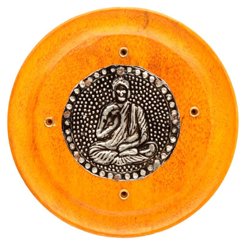 Runder Buddha-Räucherstäbchenhalter aus Mangoholz