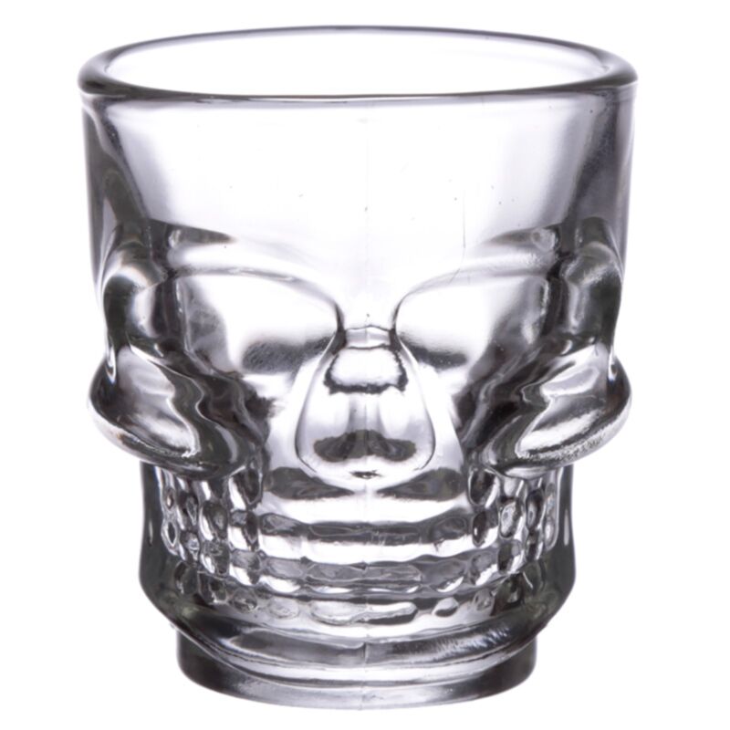 2 Schnapsgläser aus Glas (60 ml) – Totenkopf