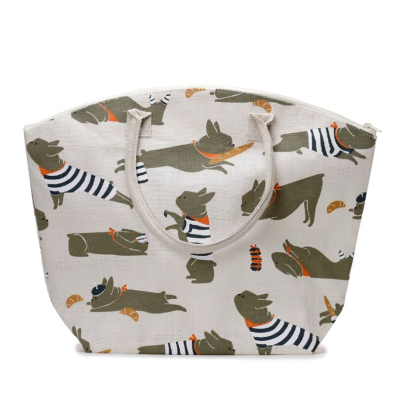 Bertrand, die französische Bulldogge, Jute-Strandtasche