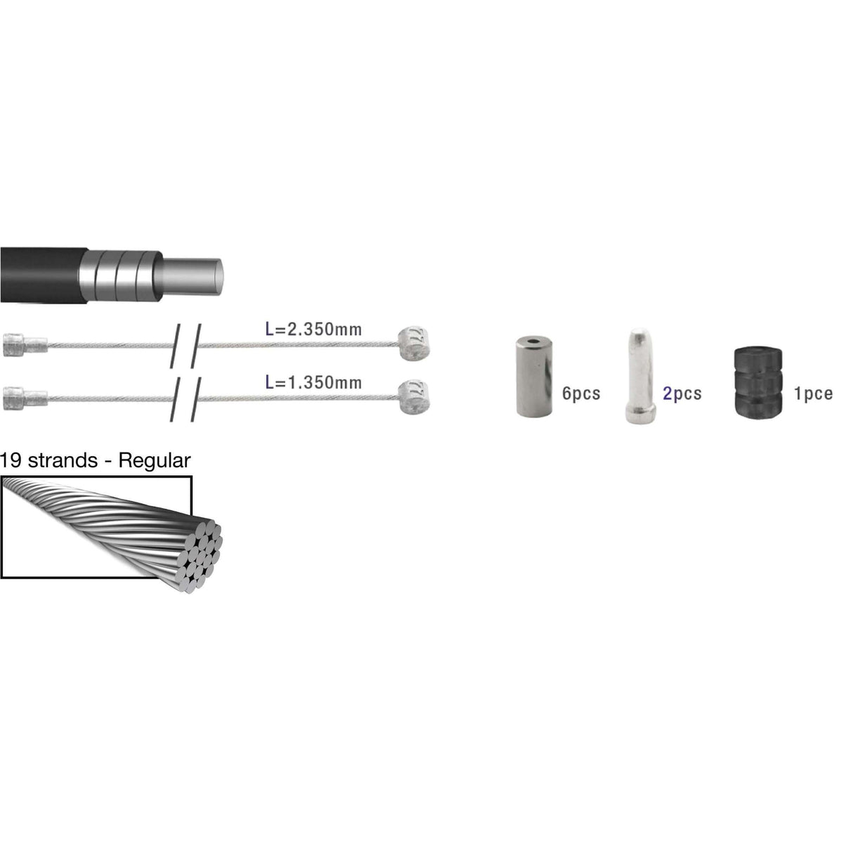 Bremskabel Set Universal 2015009 Black 8-Stück