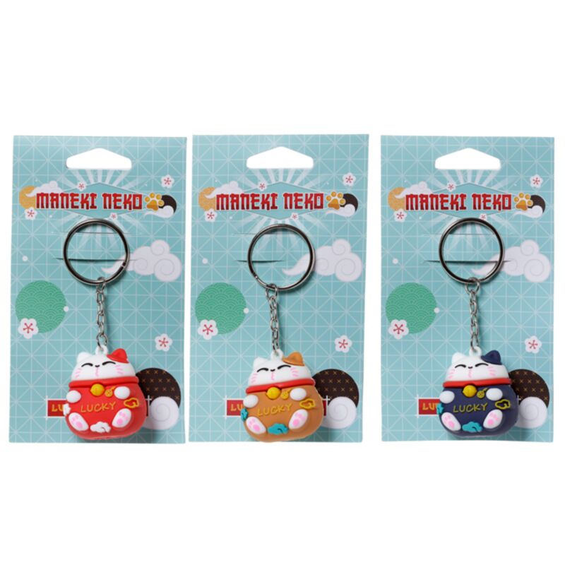 Maneki Neko Glückskatze 3D-PVC-Schlüsselanhänger