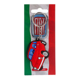 Fiat 500 Schlüsselanhänger aus rotem PVC