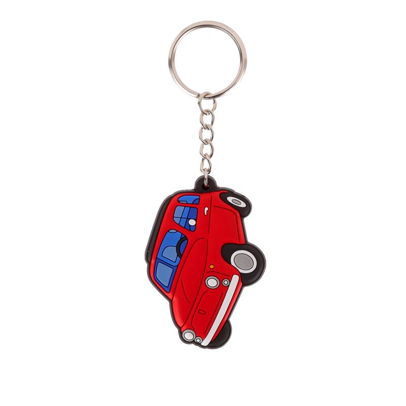 Fiat 500 Schlüsselanhänger aus rotem PVC