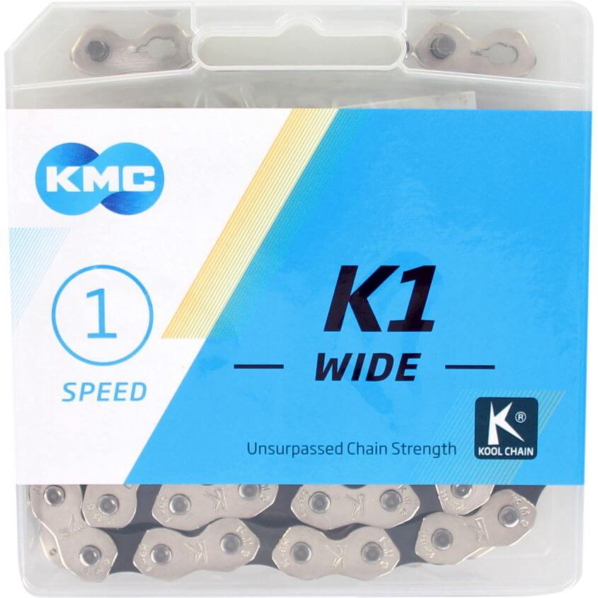 KMC K1 Chaîne de vélo 1 2x1 8 112 Silver Silver Black dans la boîte