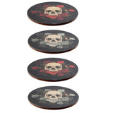 Totenkopf-Rosen-Set mit 4 Untersetzern